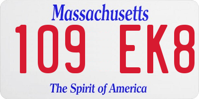 MA license plate 109EK8
