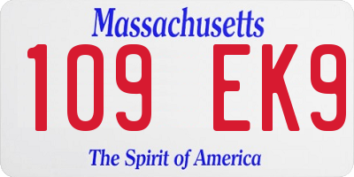 MA license plate 109EK9