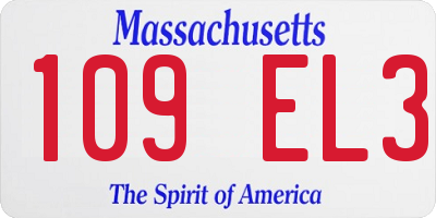 MA license plate 109EL3