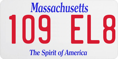 MA license plate 109EL8