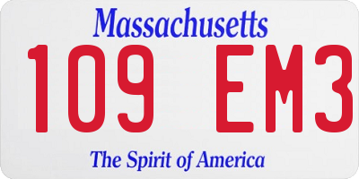MA license plate 109EM3