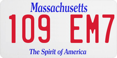 MA license plate 109EM7