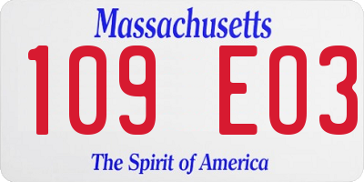 MA license plate 109EO3