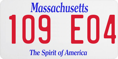 MA license plate 109EO4