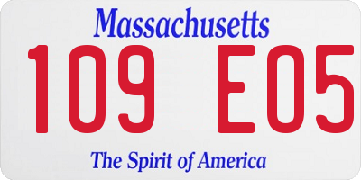 MA license plate 109EO5