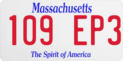 MA license plate 109EP3