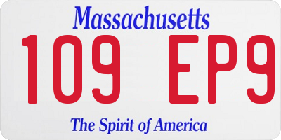 MA license plate 109EP9