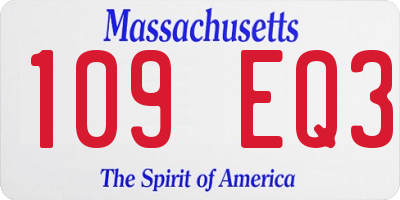 MA license plate 109EQ3