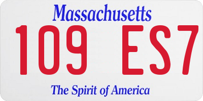 MA license plate 109ES7