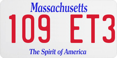 MA license plate 109ET3