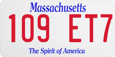 MA license plate 109ET7