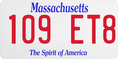 MA license plate 109ET8