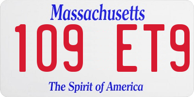MA license plate 109ET9