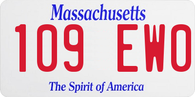 MA license plate 109EW0