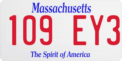 MA license plate 109EY3