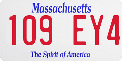 MA license plate 109EY4