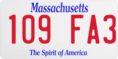 MA license plate 109FA3