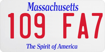 MA license plate 109FA7