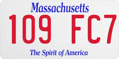 MA license plate 109FC7