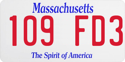 MA license plate 109FD3