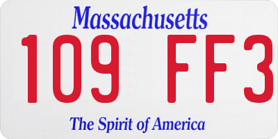 MA license plate 109FF3