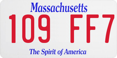 MA license plate 109FF7