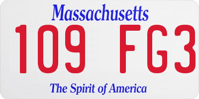 MA license plate 109FG3