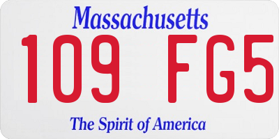 MA license plate 109FG5