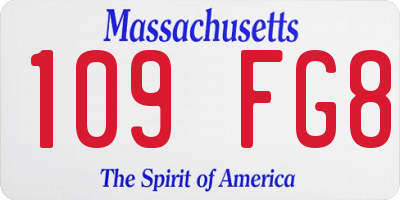 MA license plate 109FG8