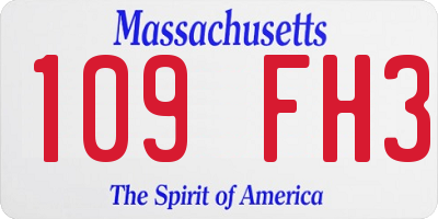 MA license plate 109FH3