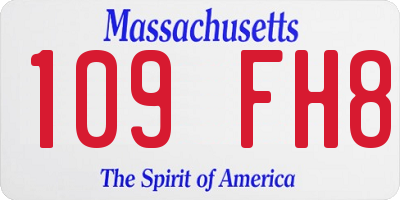 MA license plate 109FH8