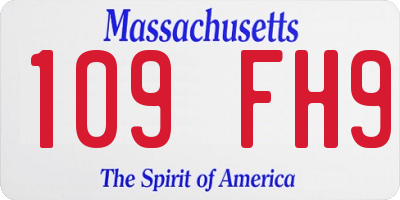 MA license plate 109FH9