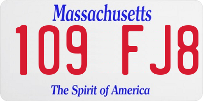 MA license plate 109FJ8