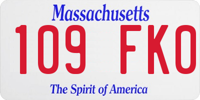 MA license plate 109FK0