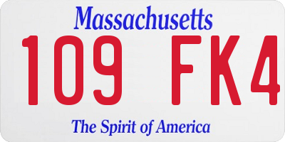 MA license plate 109FK4