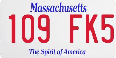MA license plate 109FK5