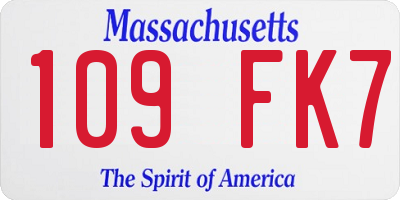 MA license plate 109FK7