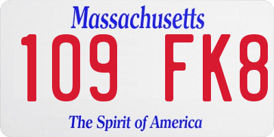 MA license plate 109FK8