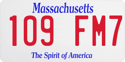 MA license plate 109FM7