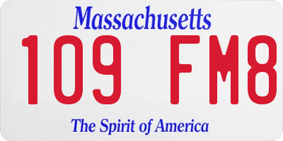 MA license plate 109FM8
