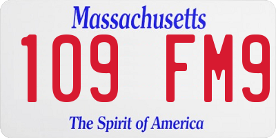 MA license plate 109FM9