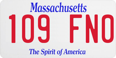 MA license plate 109FN0