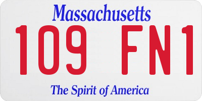 MA license plate 109FN1