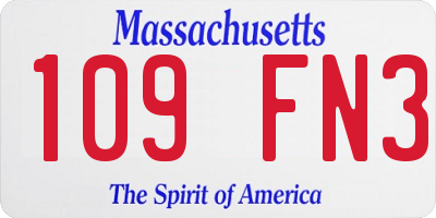 MA license plate 109FN3