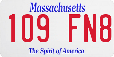MA license plate 109FN8