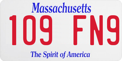MA license plate 109FN9