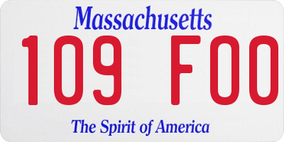 MA license plate 109FO0