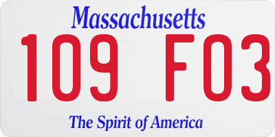 MA license plate 109FO3