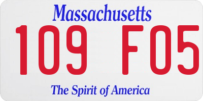 MA license plate 109FO5