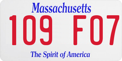 MA license plate 109FO7